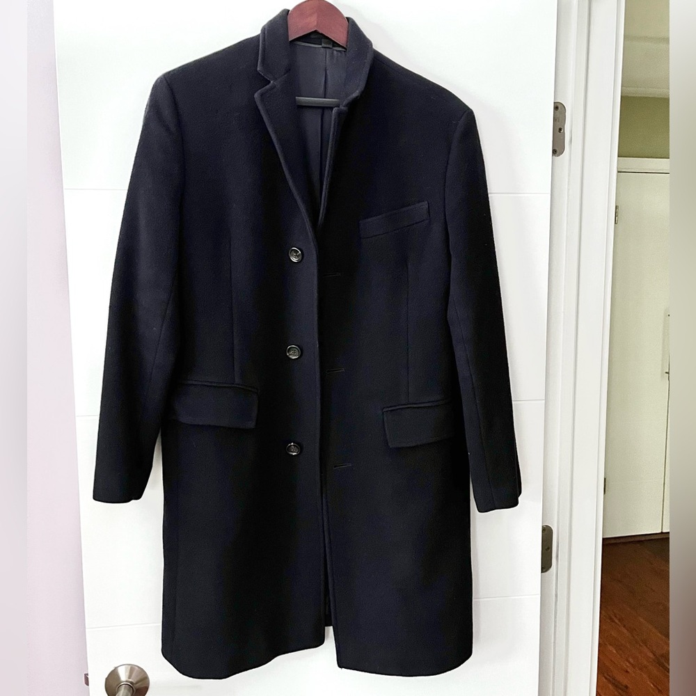 J CREW men’s LUDLOW cashmere and wool top coat car coat Overcoat gorgeous navy